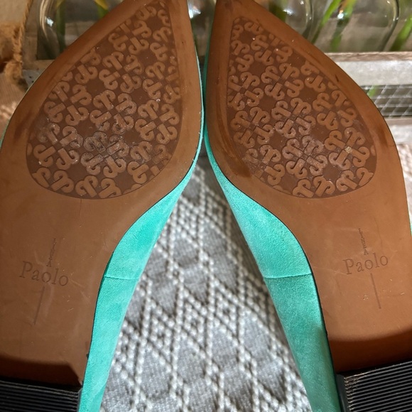LINEA PAOLO Presta Pointed Toe Flat In Aqua Suede Women’s Size 5 1/2 - Picture 10 of 10
